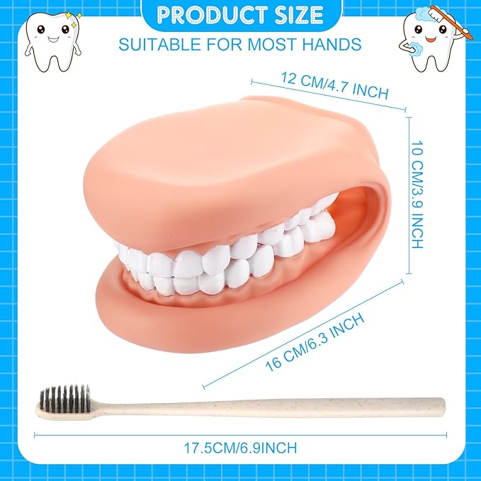 Patelai 2 Pcs Mouth Puppet with Tongue Teeth Hand Puppet Dental Mouth Model and Toothbrushes for Boys Girls Educational Tool Speech Therapy