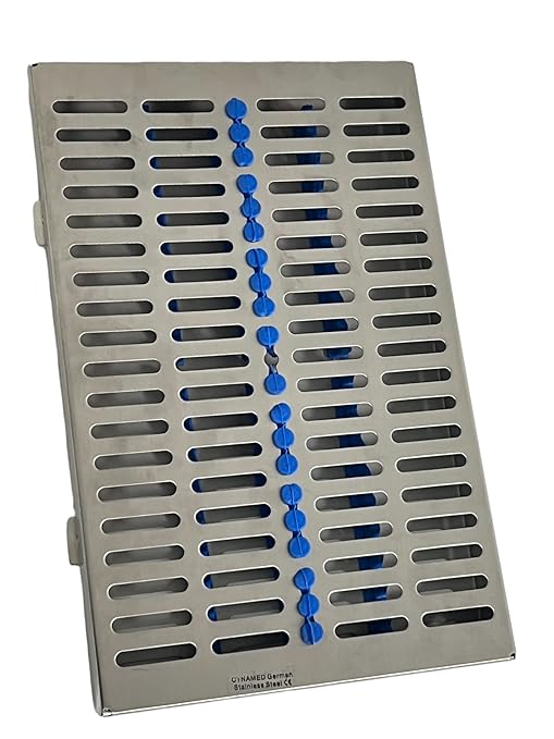 ArtLab-Dental Instrument Sterilization Cassette Rack Box (for 20 Pieces) for Dental Instruments Organizer and Dental Hygiene Sterilization Cassettes Rack Box (20 Slot-Blue)