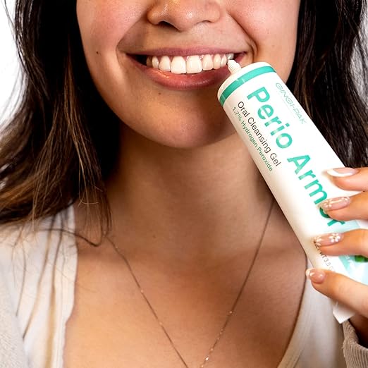 Perio Armor 1.7% HP Oral Cleansing Gel for Healthy Gums and A White Smile - Boost Whitening & Freshness with This Non-Invasive Treatment, 3 oz, Strawberry