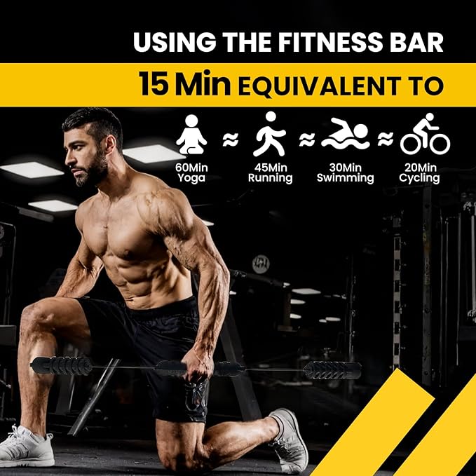 Upgraded Elastic Fitness Bar,Physical Therapy Equipment for Exercise Vibration Training,Fat Buring Workout for Yoga Pilates Sports,Abdominal Muscles Strength Exercises in Home Gym