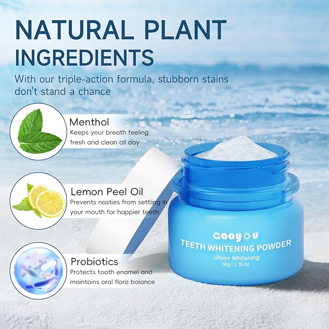 Teeth Whitening Powder Remineralizing Tooth Whitening Powder Instant Tooth Powder Mint Flavor Teeth Whitener Toothpaste Powder for Tooth Stain Removal 50g/1.76oz