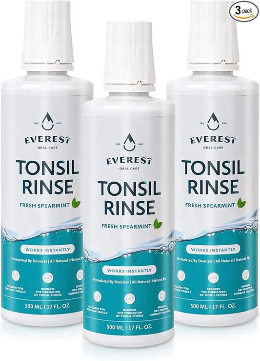 Everest Mouth Wash & Tonsil Stone Remover – Natural Mouthwash or Oral Rinse Liquid to Help Soothe Tonsils, Fight Bad Breath, & Relieve Dry Mouth – Paraben & Alcohol Free Mouthwash