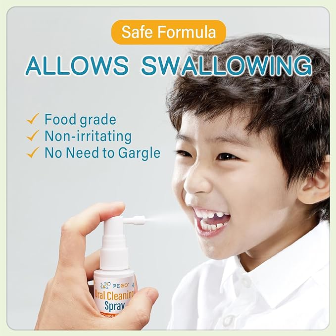 PEGO Kids Oral Spray, Toddler Toothpaste Helper for Daily Oral Care and Fresh Breath, Kid's Mouth Spray with Fluoride Free for Newborn to Preschoolers (40ml*1, Orange)