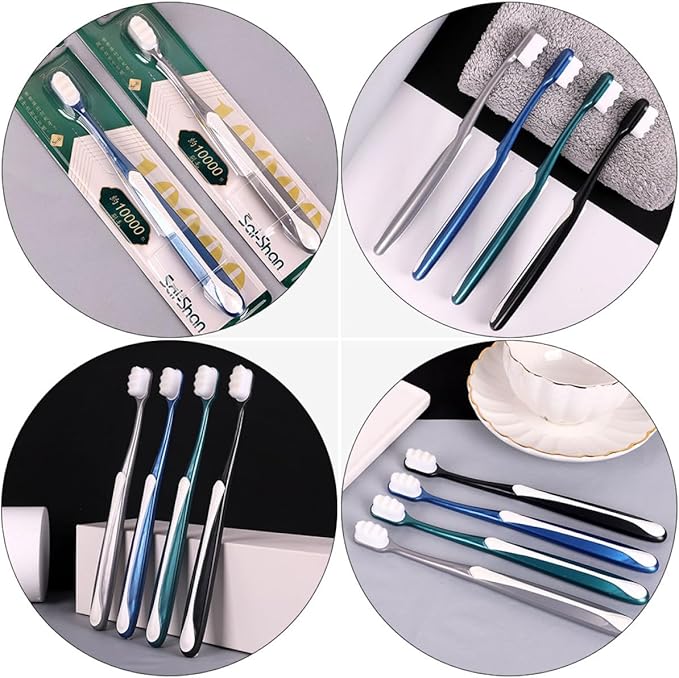 Adult Large Soft Bristle Toothbrush 4pcs, Flexible Handheld Tooth Brush Set for Household Oral Care, Suitable for Seniors and Daily Teeth Cleaning Random Color Random Color