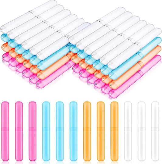 60pcs Travel Toothbrush Holders - Portable ABS Toothbrush Covers, Breathable Travel Toothbrush Holder for Home, Camping, Business Trips, 4 Colors (Blue, Orange, Purple, White)