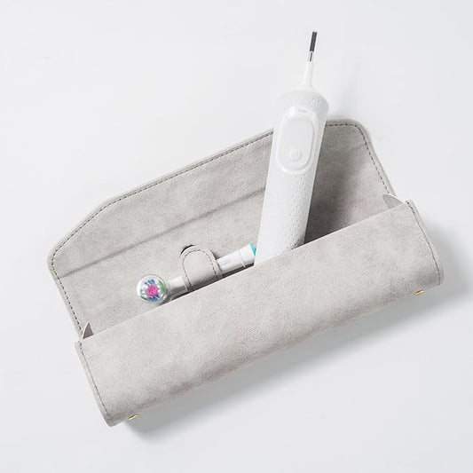 Leather toothbrush travel case, suitable for Oral-B/Oral-B Pro/Philips Sonicare electric toothbrushes, portable magnetic opening and closing protective bag