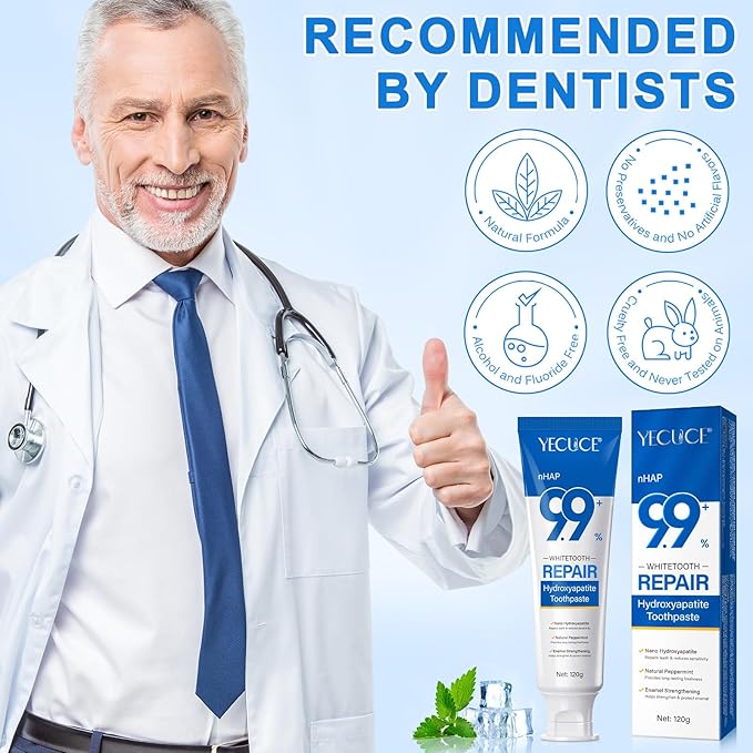 9.9% Hydroxyapatite Toothpaste, (Fluoride Free) Nano Hydroxyapatite Toothpaste for Enamel Protection and Tooth Strengthening –Gentle Mint, Fresh Breath, Daily Use for Oral Health