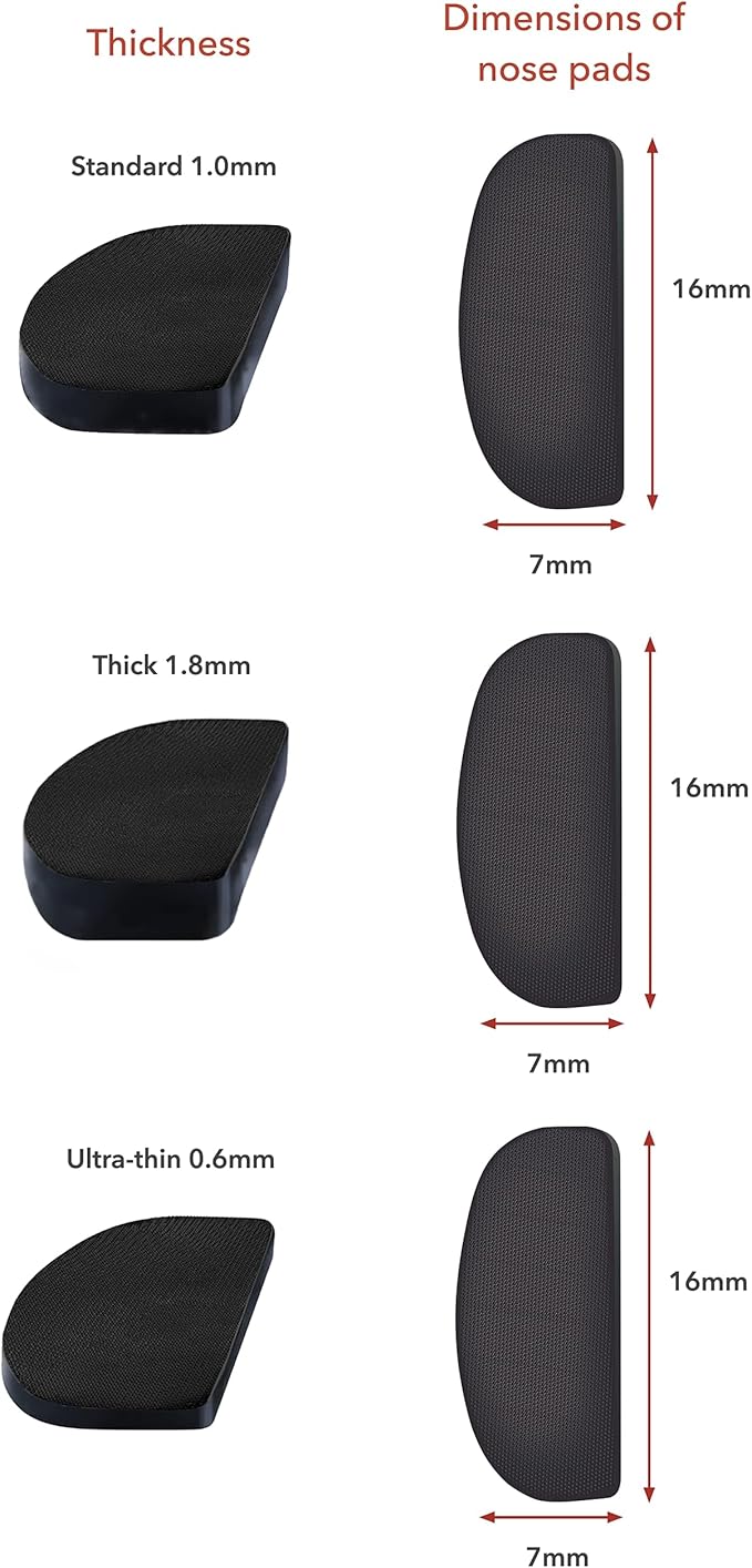 Setex Gecko Grip Ultra-Thin 0.6mm Anti Slip Eyeglass Nose Pads, (15 Black Pair) USA Made, 2500 Innovative Microstructured Fibers per Nose Pad, 0.6mm x 7mm x 16mm