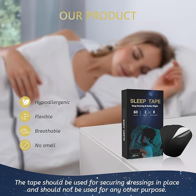 Mouth Tape for Sleeping Women 60 Pack Premium Gentle Black Tape