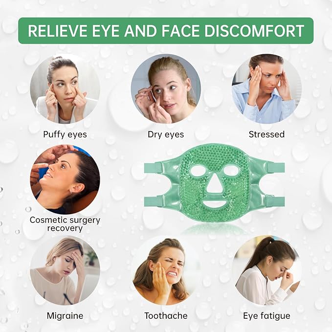 ZNÖCUETÖD Face Ice Mask Facial Ice Packs Gel Hot Cold Compress for Post Oral, Dental, Nose,Facelift Plastic Cosmetic & Laser Surgery Recovery Puffiness Swelling Dark Circles & Headaches