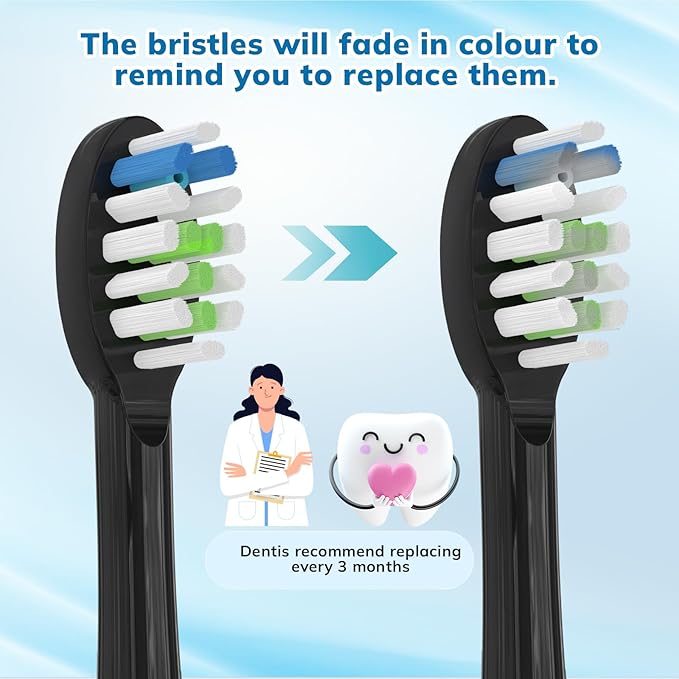 6 Pack Replacement Replacement Brush Heads for Waterpik Sonic Fusion Flossing Toothbrush Compatible with Sonic Fusion SF01/SF02 and Sonic Fusion 2.0 SF03/SF04- Black with Caps