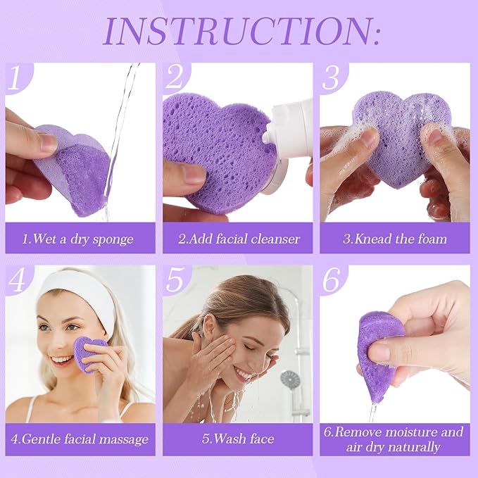 Sieral 120 Pcs Compressed Facial Sponges with Container Disposable Face Sponge Pads for Washing Face Cleansing Exfoliating Esthetician Makeup Removal(Heart,Multicolor)