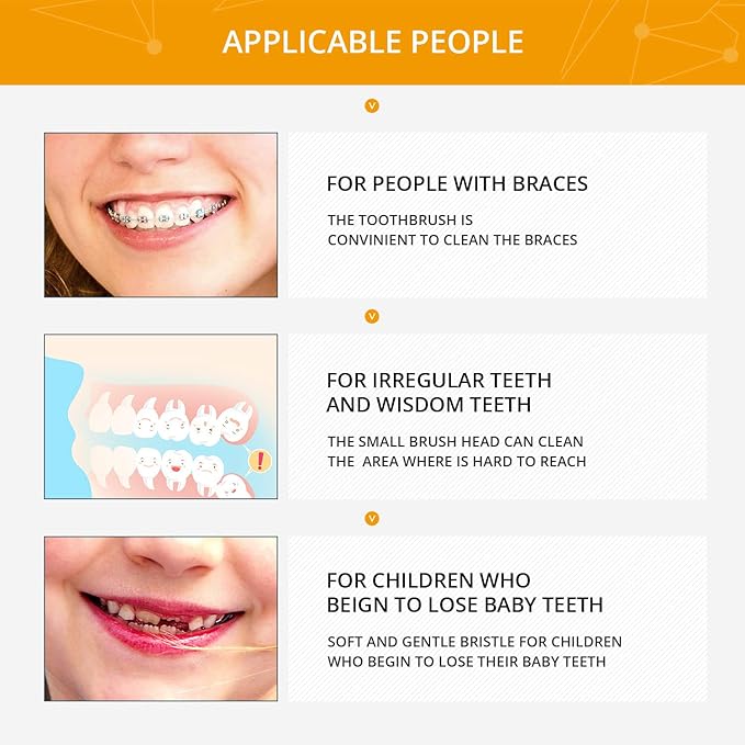 Boao 6 Pieces Tuft Toothbrush Tufted End-tuft Soft Trim Single Compact Interdental for Detail Cleaning Tapered Brush(Tapered Brush)