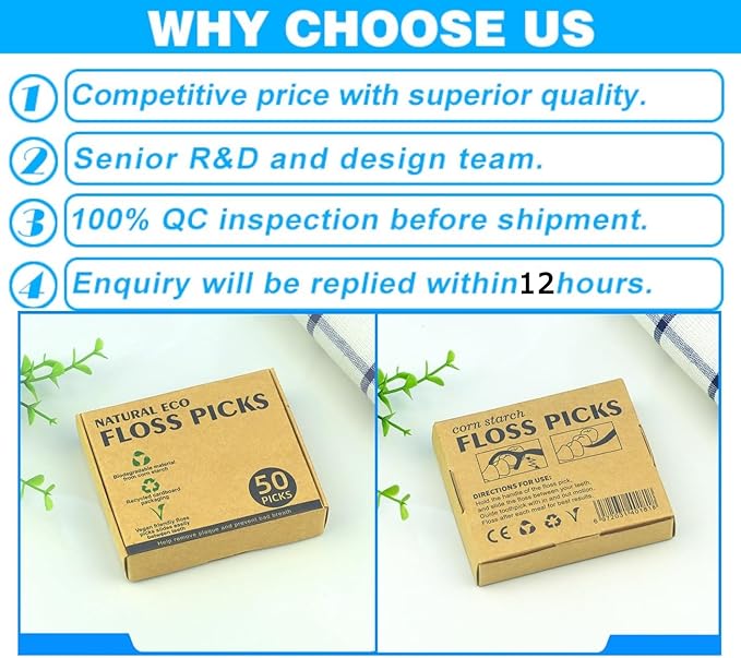 Biodegradable Dental Floss Picks for Kids & Adults - 200 PCS Vegan and Eco Friendly Plant Based Tooth Floss Picks, Thin, Durable Floss for Tight Spaces, Gentle on Gums (White)