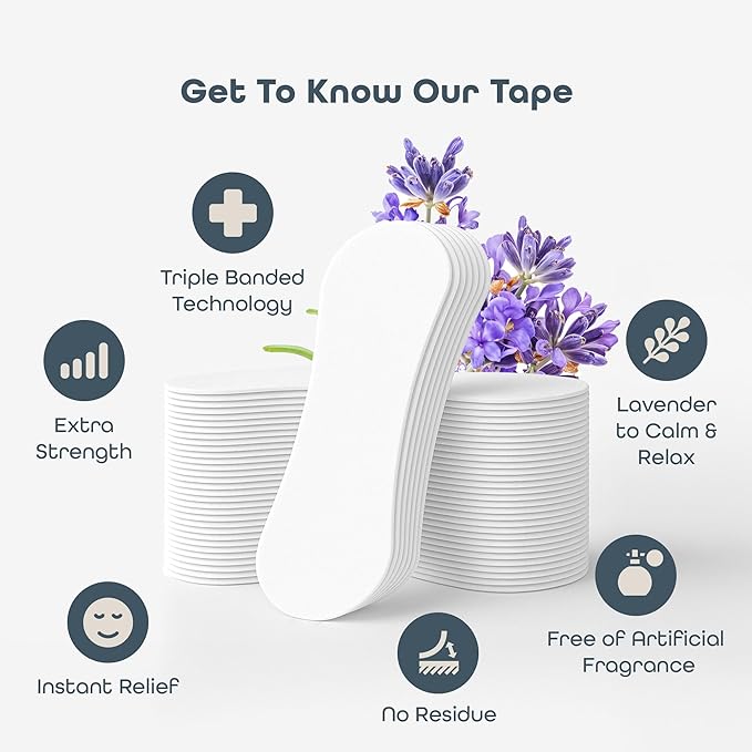 SleepHabits Breathing Strips, Non-Toxic 3rd Party Tested Nose Strips for Breathing | Nasal Strips for Snoring Solution | Extra Strength for Sensitive Skin | Nasal Strips for Sleeping, Lavender - 45ct