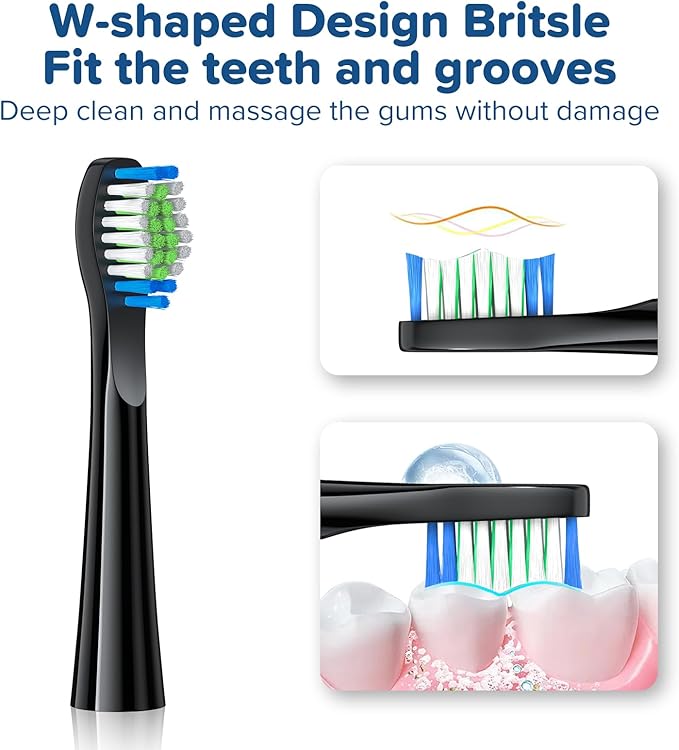 Replacement Toothbrush Heads 10 Pack Compatible with Bitvae Daily D2 Rechargeable Toothbrush, for D2 Toothbrush Heads Refills, Black