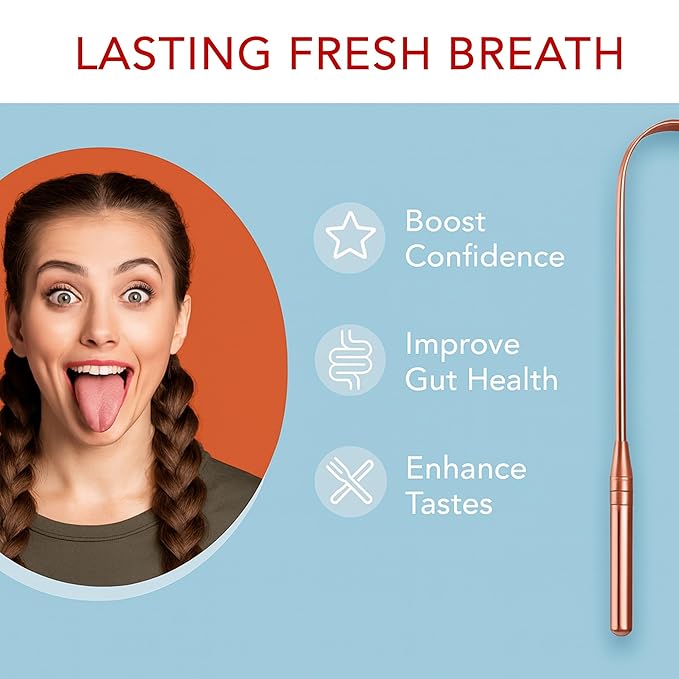 Tongue Scraper • 100% Copper (2 Pack) Premium Tongue Cleaner • Improve Oral Health • Ayurvedic Cleaning Tool