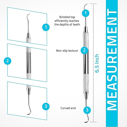 Utopia Care Professional Dental Tartar Scraper Tool, Dental Pick, 6.5 Inch Double Ended Tartar Remover for Teeth, Plaque Remover, Tooth Scraper, Silver, Pack of 2
