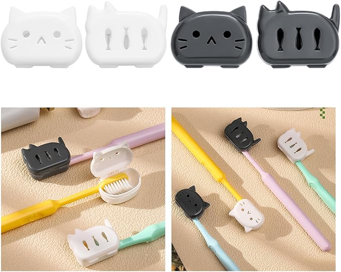 Kitten Toothbrush Protector Travel-Friendly Case for Home Bathroom & Vacation Accessories Travel Friendly Toothbrush Planner