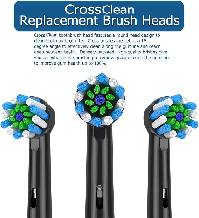 Replacement Toothbrush Heads fits for Oral B Braun Electric Toothbrush Refills,8Pcs Black Toothbrush Heads Compatible with Oral B 7000/Pro 1000/9600/500/3000/8000