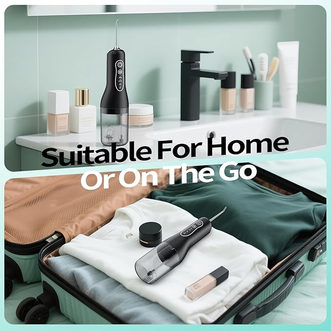 New Water Flosser for Teeth Cleaning, 260ML Portable Cordless Oral Irrigator with DIY Strength, 4 Cleaning Modes, IPX7 Waterproof Rechargeable Water Dental Pick Flosser for Home, Travel