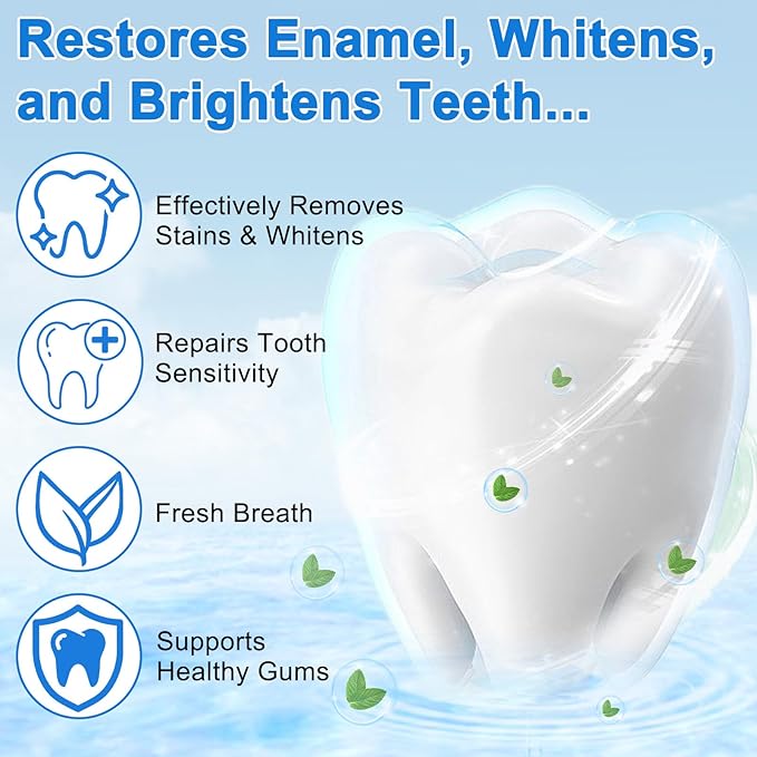 Hydroxyapatite Toothpaste for Enamel Protection and Tooth Strengthening - 9.9% Hidroxiapatita Toothpaste for Sensitive Teeth to Repair, Fluoride-Free Dental Care with Natural Mint (240g)