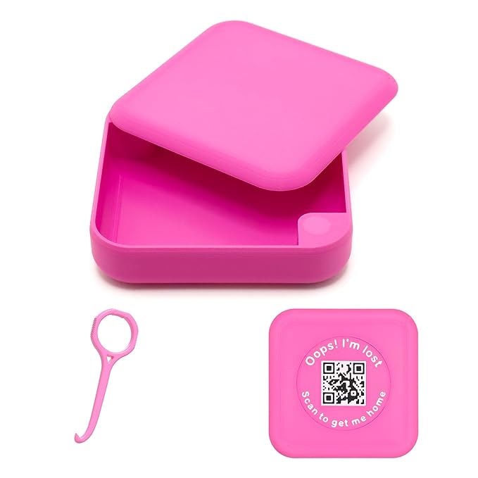 Kasse Invisalign Case by nCase | Modern Aligner & Retainer Case with QR Code Recovery | Magnetic Twist Open | 3D Printed in the USA | Secure Travel Design | Includes Invisalign Remover Tool | Magenta