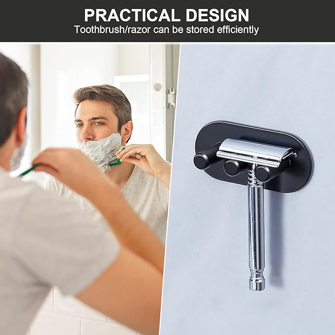 Electric Toothbrush Head Holder, Toothbrush Holders Wall Mounted, Adhesive Tooth Brush Head Holder Organiser, Electric Toothbrushs Holder, Shower Tooth Brushing Holder (Black, Small)