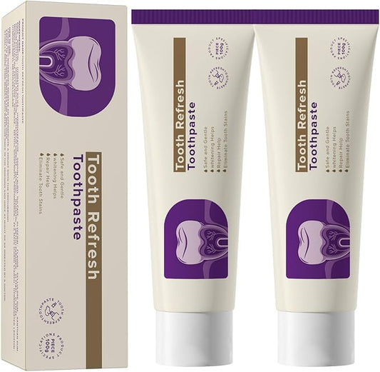 Tooth Refresh Toothpaste, Fresh Breath Whitening Toothpaste, Natural Oral Care & Enamel Repair, Helps Remove Coffee, Tea & Wine Stains, 3.52 oz Fresh Minty Gel, Pack of 2 (2)