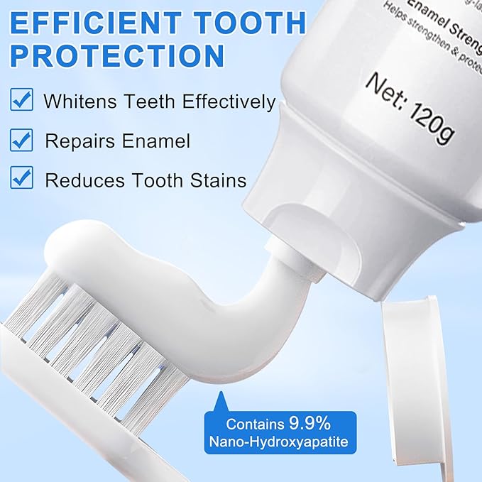 Hydroxyapatite Toothpaste for Enamel Protection and Tooth Strengthening - 9.9% Hidroxiapatita Toothpaste for Sensitive Teeth to Repair, Fluoride-Free Dental Care with Natural Mint (240g)