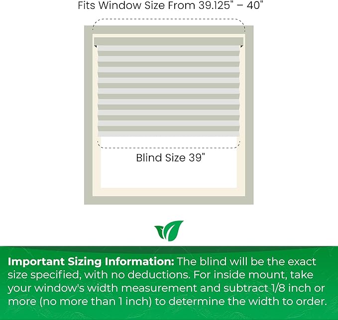 CALYX INTERIORS Cellular Honeycomb Shade, Light Filtering, Cordless, 3/8" Single Cell, 39" W x 60" H, White