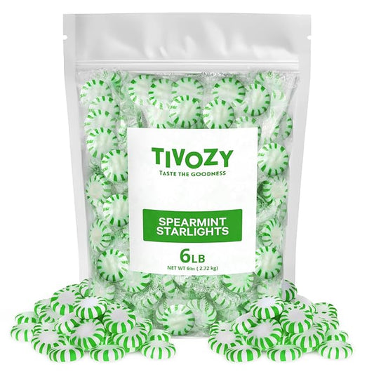 Starlight Spearmint Individually Wrapped Candy, 6 Pound Bulk Pack, Sweets for On the Go Refreshment, Starlight Mints Bulk Candy.