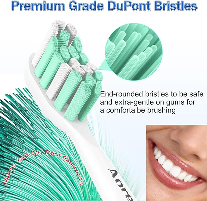 Aoremon Replacement Heads for Sonicare - Toothbrush Heads Compatible with Philips Sonicare Snap-on Electric Toothbrush (White),8 Pcs