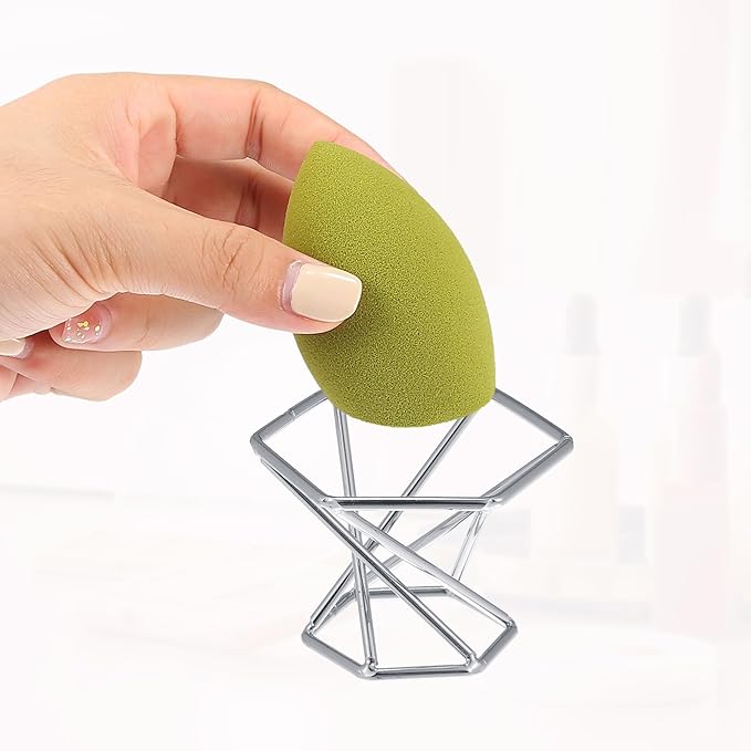 VOCOSTE Makeup Sponge Holder, Beauty Sponge Dry Stand, Beauty Sponge Holder, Makeup Beauty Egg Drying Stand for Vanity, Silver Tone