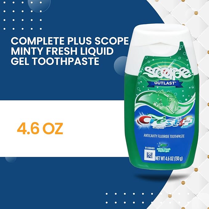 Complete Plus Scope Minty Fresh Liquid Gel CRES.t Toothpaste 4.6 oz (Pack of 2) (Pack of 2)