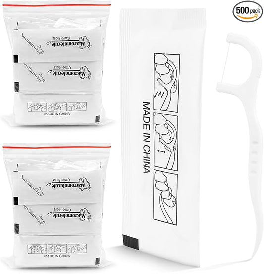 HOFASON 500 Count Individually Wrapped Floss Picks Dental Floss Sticks Bulk, Travel Flossers Oral Care Teeth Clean for Hotel Restaurant Office, Wedding Basket Supplies and Guest Bathroom Essentials