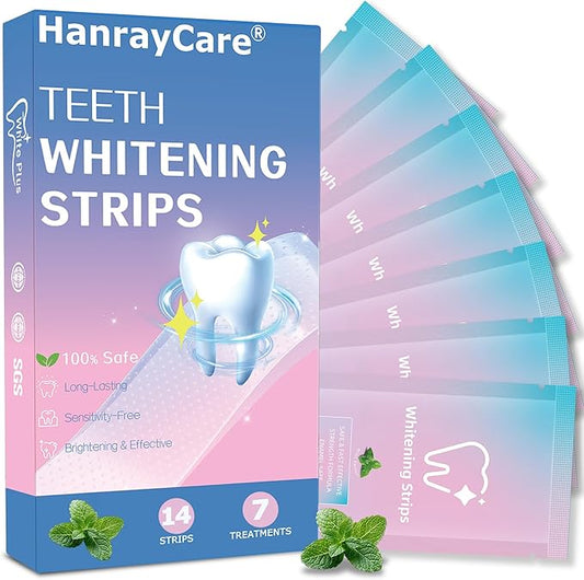 Premium Teeth Whitening Strips, Comfortable Ultra-Thin, No-Residue, Non-Slip, Enamel-Safe, Professional Dentist-Formula for 3X Faster Whitening & Tough Stains Remove | Travel-Friendly