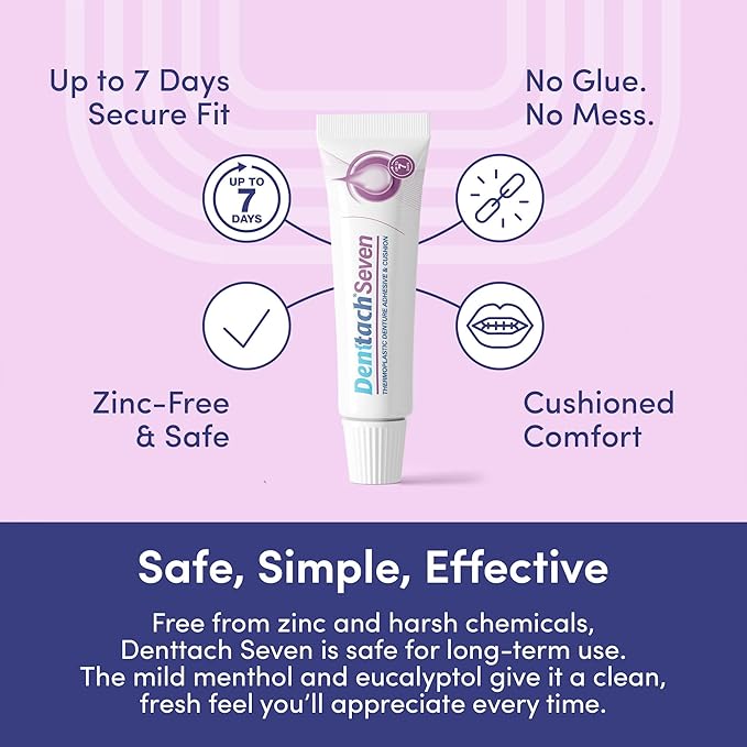 Denture Adhesive, Thermoplastic Denture Adhesive, Cushion and Reliner, Comfortable, Secure Denture Grip for Up to 7 Days, Non Glue, Zinc Free, Long Holding Denture Reliner (Pack of 5)