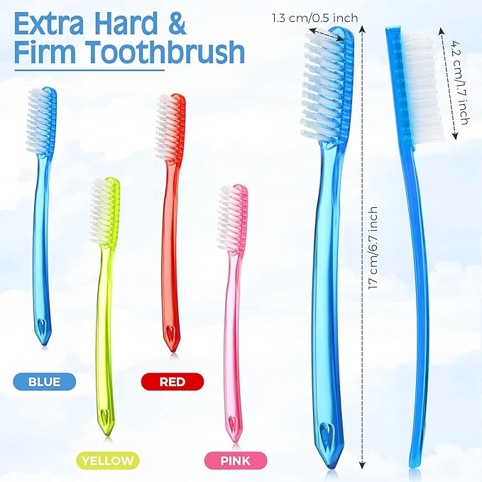 Zopeal Extra Hard and Firm Toothbrush for Adults Bulk Huge Large Long Head Bristle Full Head Manual Toothbrush for Whitening Cleaning(8 Pieces)