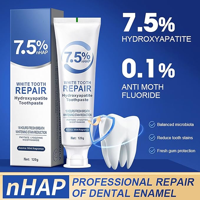 Nano Hydroxyapatite Toothpastes for Enamel Protection and Tooth Strengthening, Gentle Mint, Fresh Breath, Daily Use for Oral Health, Natural and Safe 2.16 oz