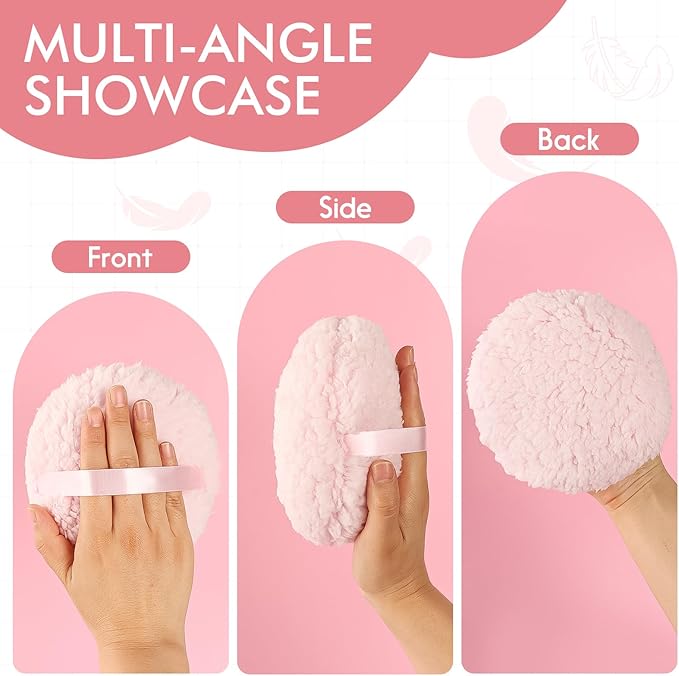 WSYUB Powder Puff,Powder Puffs for Body Powder, Oversize（6’’ x3’’) Body Powder Puffs,Extra-large Dust Puff