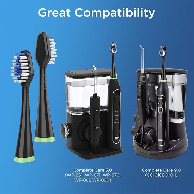 Brush Heads for Waterpik Complete Care 5.0/9.0 (4-Pack, Black)