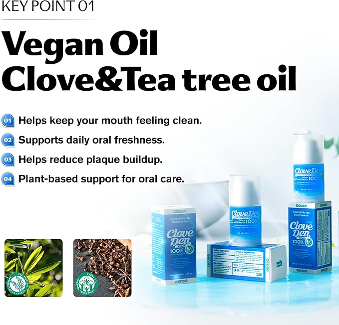 Vegan Alcohol-Free Mouthwash for Bad Breath Treatment for Adults – Concentrated Botanical Oral Rinse with Clove & Tea Tree Oil, 200+ Uses, Mint Herbal Blend, 1.69 fl oz