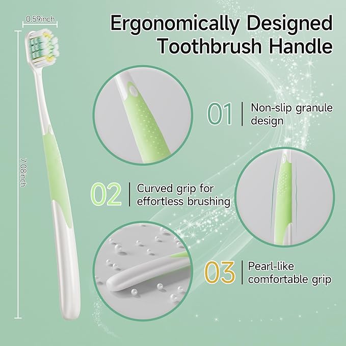 Extra Soft Toothbrush for Adults 3D Toothbrush Head with Ergonomic Handle Deeply Remove Surface Stains Soft Bristle for Sensitive Teeth Pregnant Women 6 Pack
