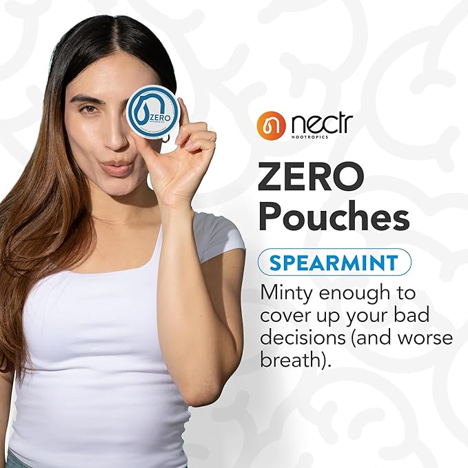 Nectr Energy Zero Pouches - No Caffeine, No Sugar, Zero Calories, Mini Pouches for Oral Fixation and Stress Relief - 4 Pucks of 20 - Spearmint Flavor