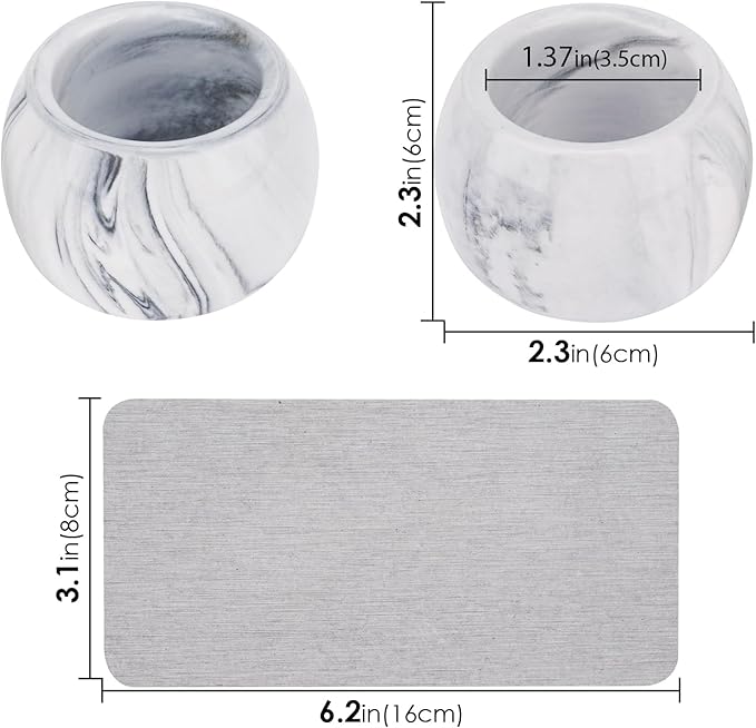 2 Pack Ceramic Toothbrush Holder with Diatomite Toothbrush Tray for Bathroom Shower Countertop Storage Organizer, Small Toothpaste Razor Electric Tooth Brush Head Stand (Grey)