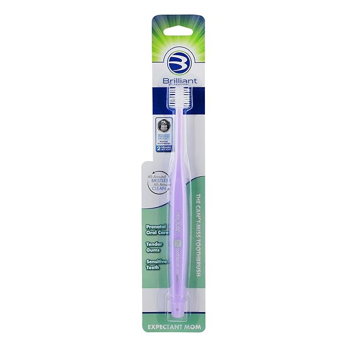 Brilliant Oral Care Expectant Mom Toothbrush, a Pregnancy Must Have with Gentle, Extra Soft Bristles, Round Head for Sensitive Teeth and Gums, Lilac, 1 Pack