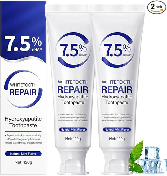 2Pcs Hydroxyapatite Toothpastes for Enamel Protection and Tooth Strengthening, with Gentle Mint, Provides Long-Lasting Fresh Breath, Daily Use for Oral Health, 4.23 OZ