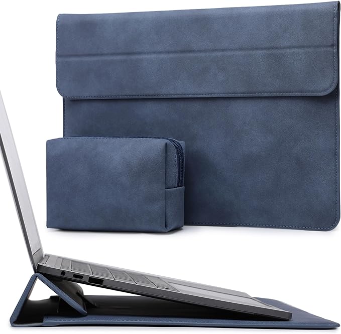 HYZUO 13 Inch Laptop Sleeve Case with Stand for 2025-2018 MacBook Air 13 M4 M3 M2 M1, 2025-2016 MacBook Pro 13 M2 M1, 13" iPad Pro/Air, Surface Pro 11/10/9, XPS 13, with Pouch, Navy Blue