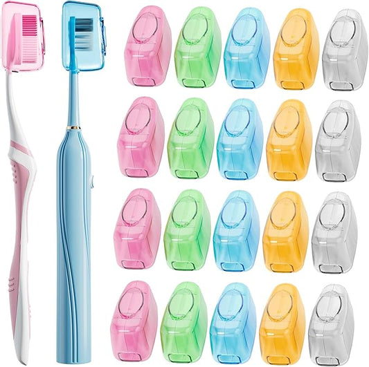Muslish 20 Pack Toothbrush Covers, Portable Toothbrush Head Cover Caps, Toothbrush Case Protector for Home and Travel, Fits Most Manual and Electric Toothbrushes (Multicolor)